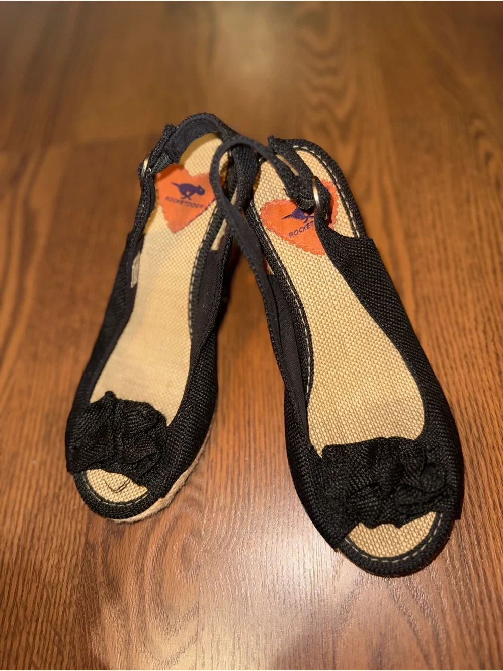 Y2K Rocketdog Black Wedge Slingback Espadrille Sandals